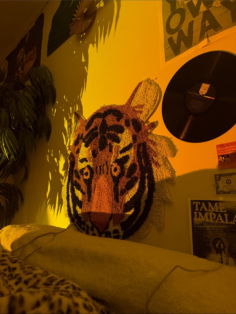 Handmade Tiger Head Wall Hanging - Orange and Black
